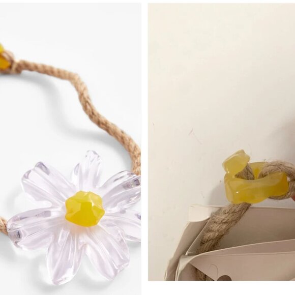 Zara Rope Resin Yellow Daisy Flower Necklace NEW WITH TAG! - Picture 2 of 5
